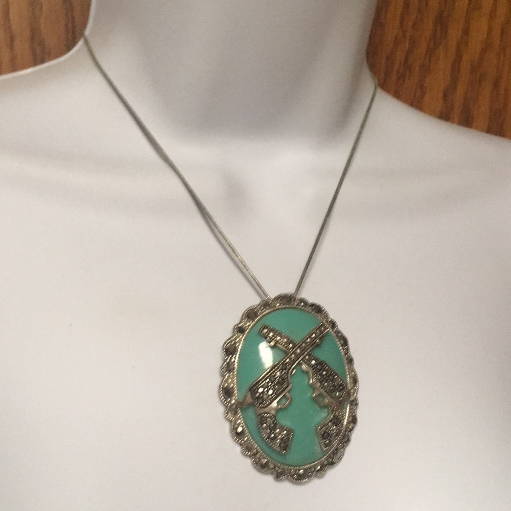 Western Rhinestone Pistols Pendant for necklace - Picture 12 of 14